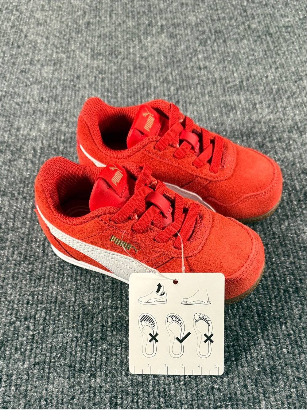 Puma Kids Red Suede Low-Top Sneakers with White Formstripe